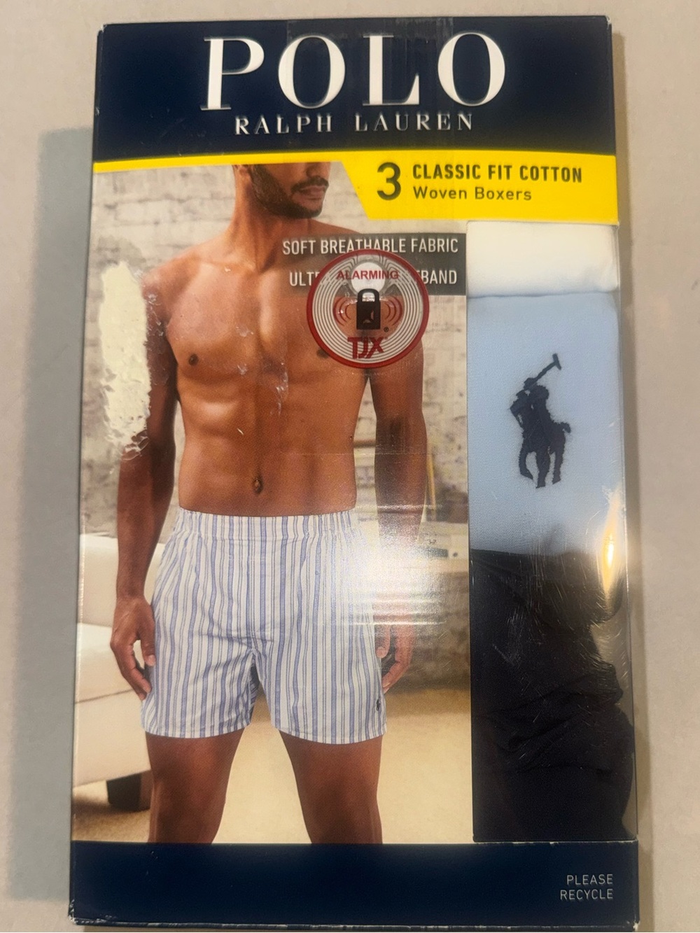 NEW Polo Ralph Lauren Men's Cotton Woven Boxers Small S 3 Pack Blue Navy